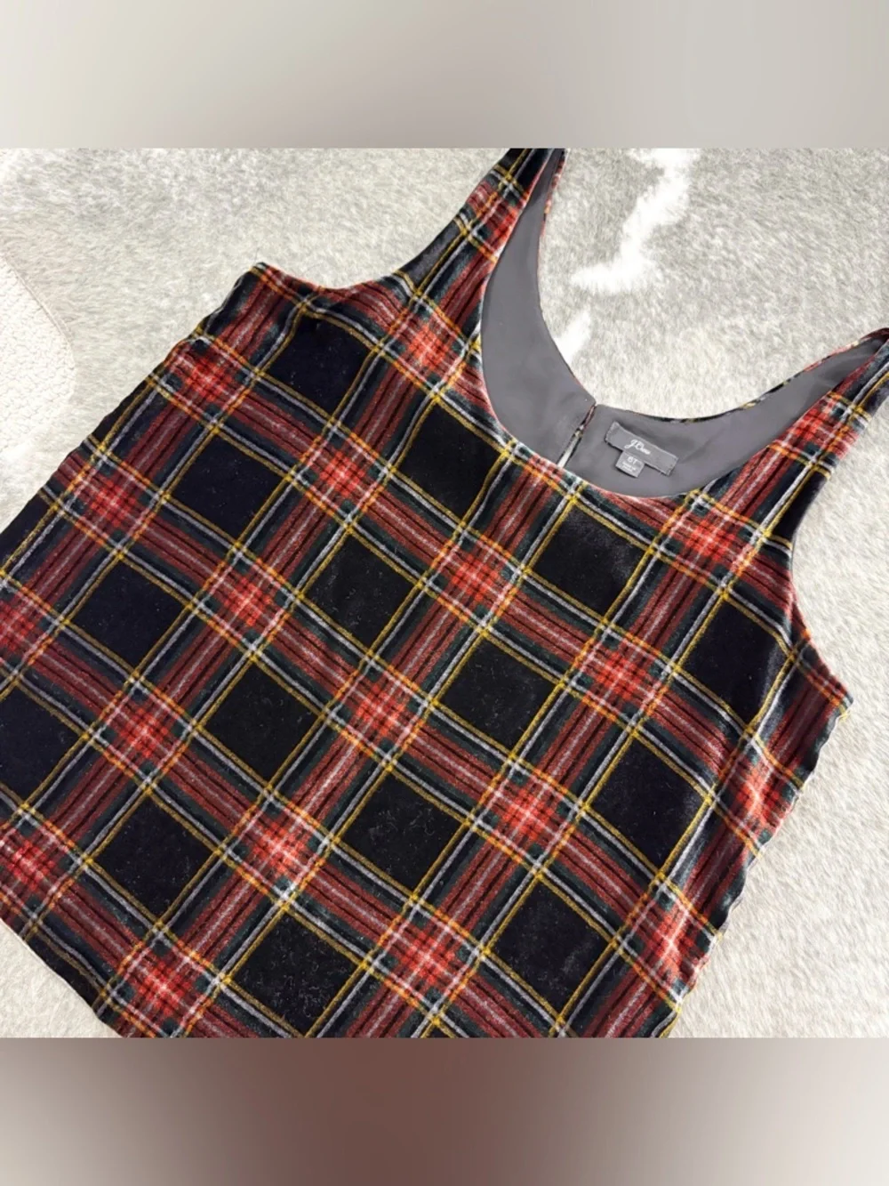 J. Crew Tartan Plaid Velvet Tank Top 6T 6 Tall