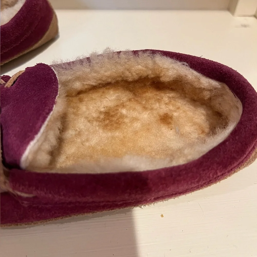 L.L. Bean kids Wicked Good Mocs slippers, rich maroon, size 13.