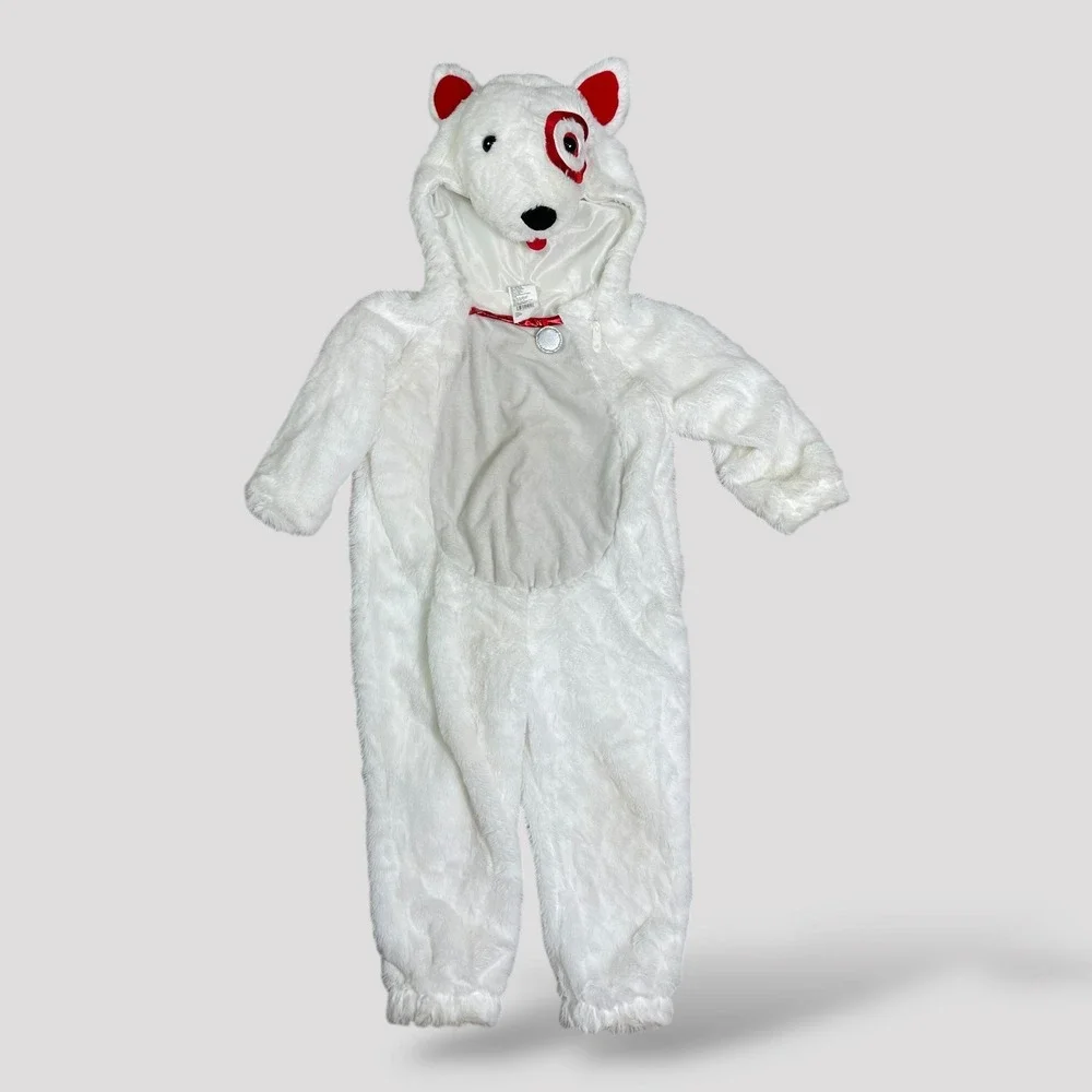Target Bullseye Dog Costume Toddler 2T 3T Plush Hooded Halloween Mascot