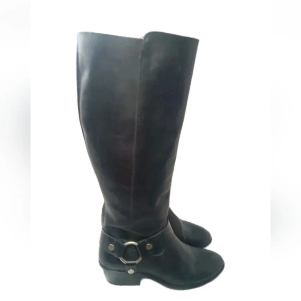 Frye Women's Carson Harness Tall Western Boots Size 9 M Black Leather 3470838