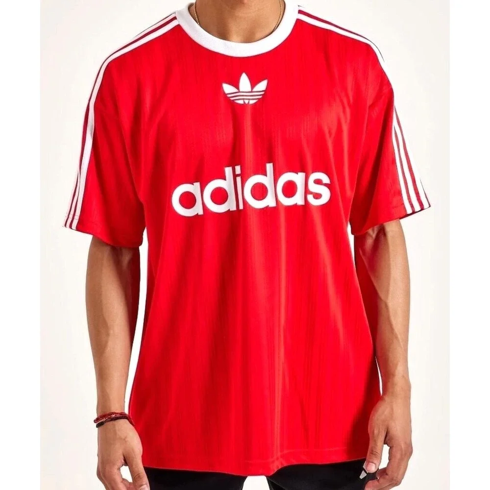NEW MEN'S ADIDAS ORIGINALS TREFOIL POLY TEE SHIRT SIZE Large RED IM9458‎ Scarlet