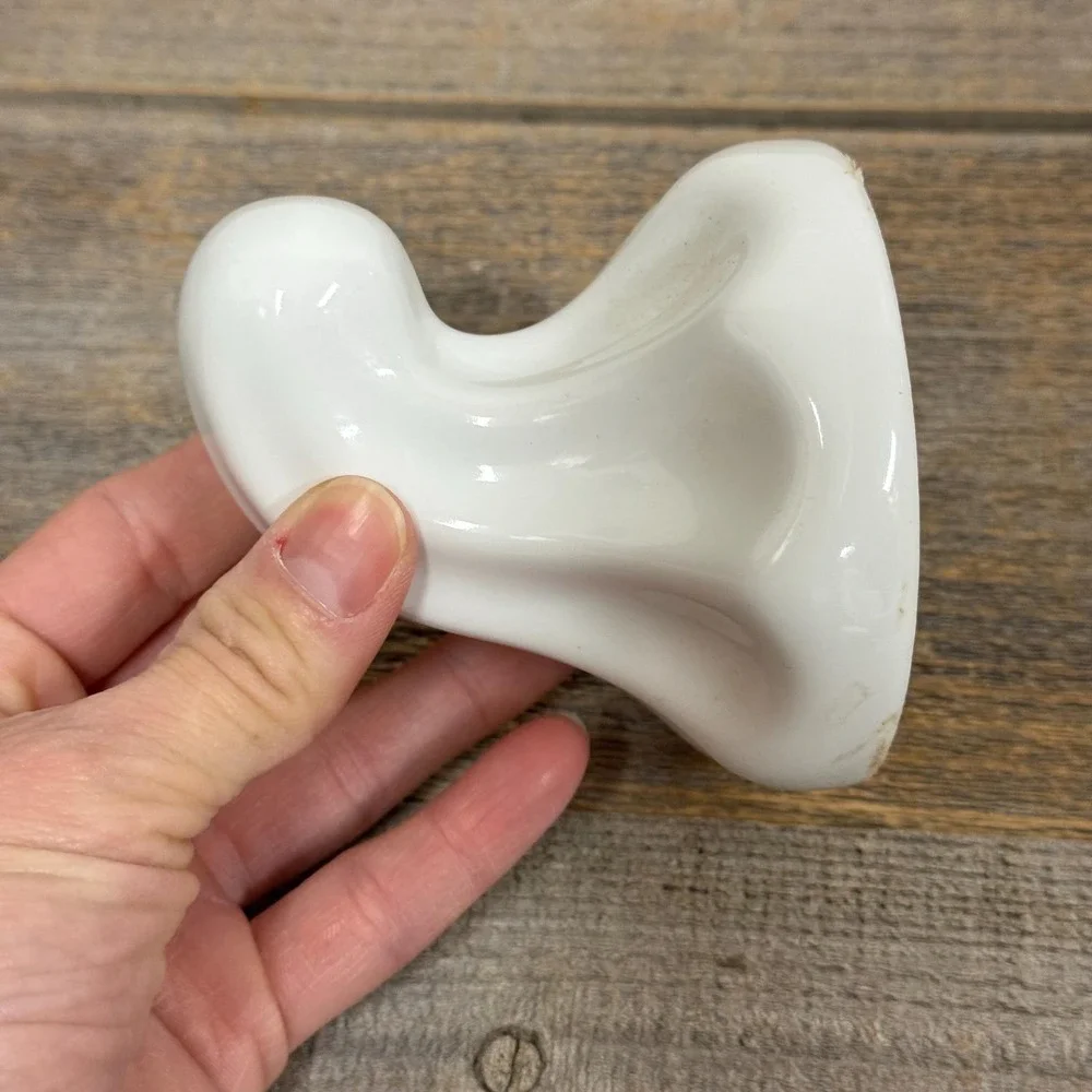 Vintage white ceramic porcelain thick bathroom towel hook