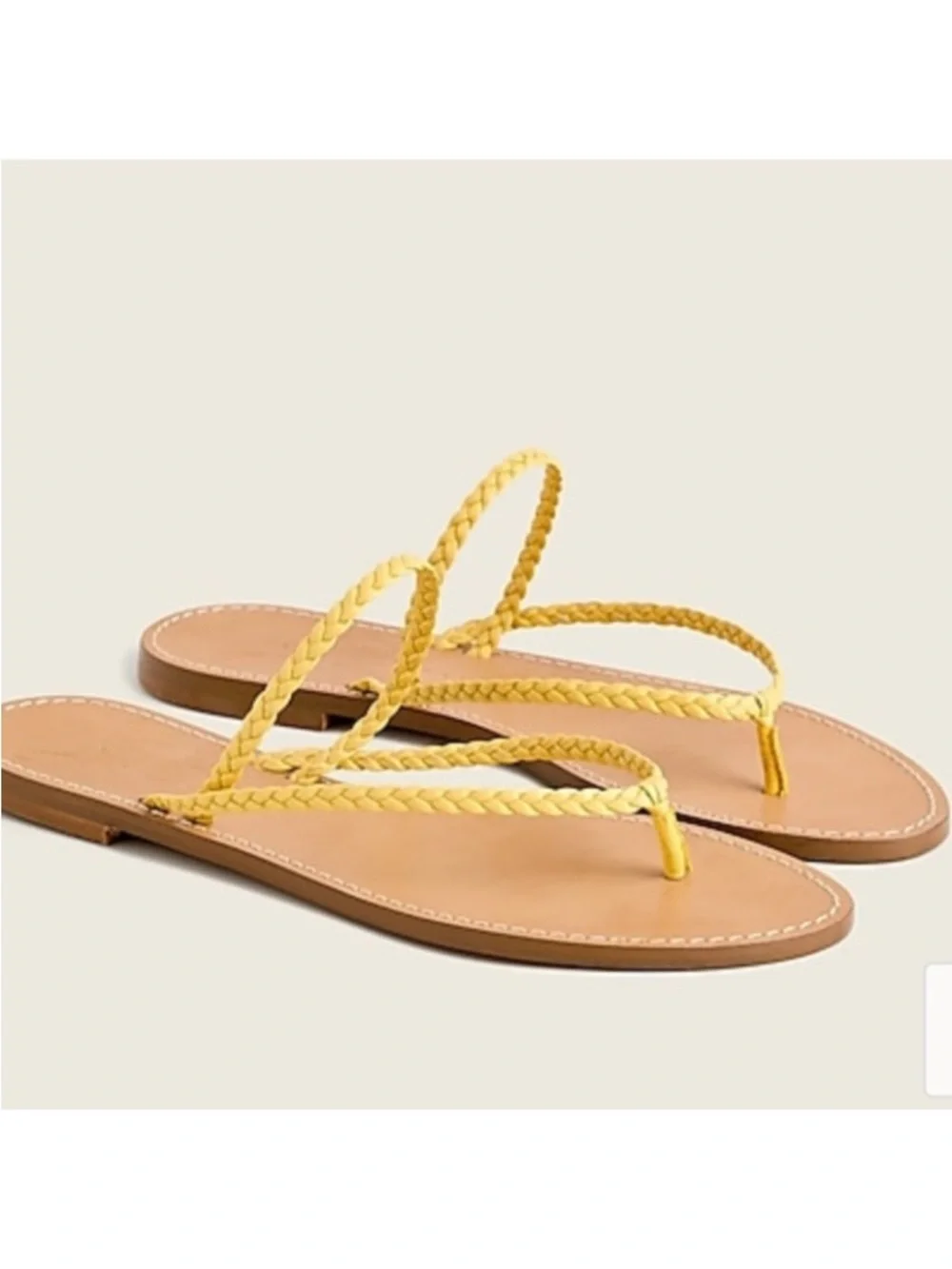 J.Crew NWOT Capri‎ Braided Strap Thong Sandals size 10 Yellow Leather Flat