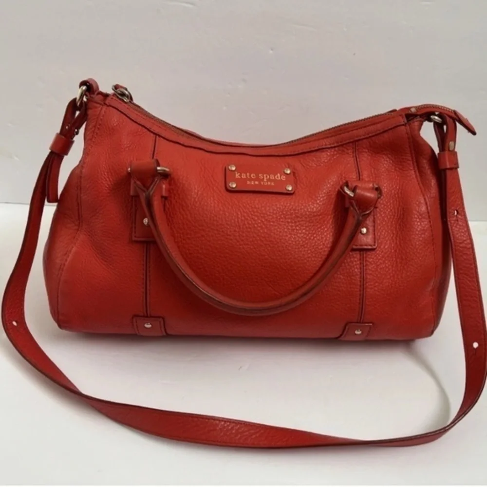 Kate Spade Handbag Tote Red Orange Shoulderbag Leather Purse