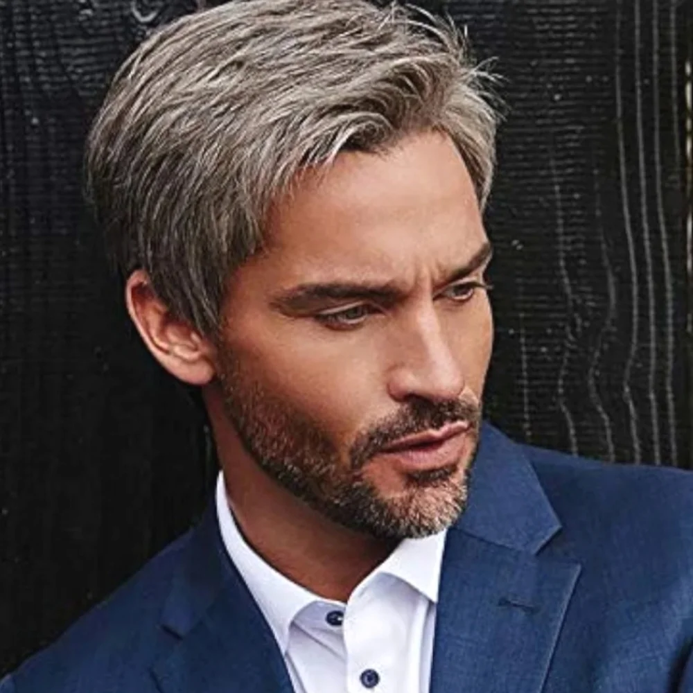 HIM Hairuwear mens hairpiece lace front synthetic wig classic short hair toupee
