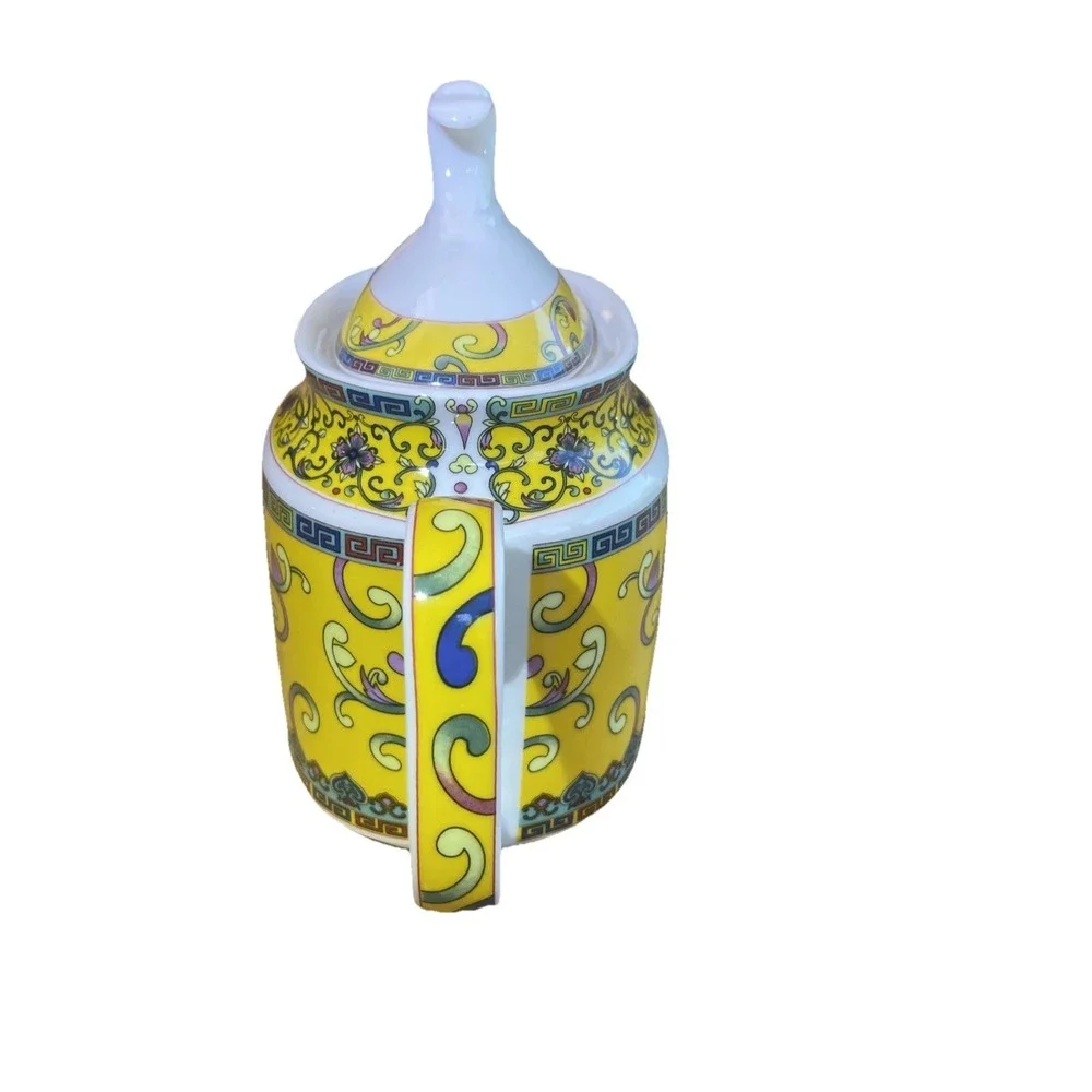 Coastline Imports Gracie‎ China Yellow Dynasty Teapot New Tea Brew Oval 32 oz