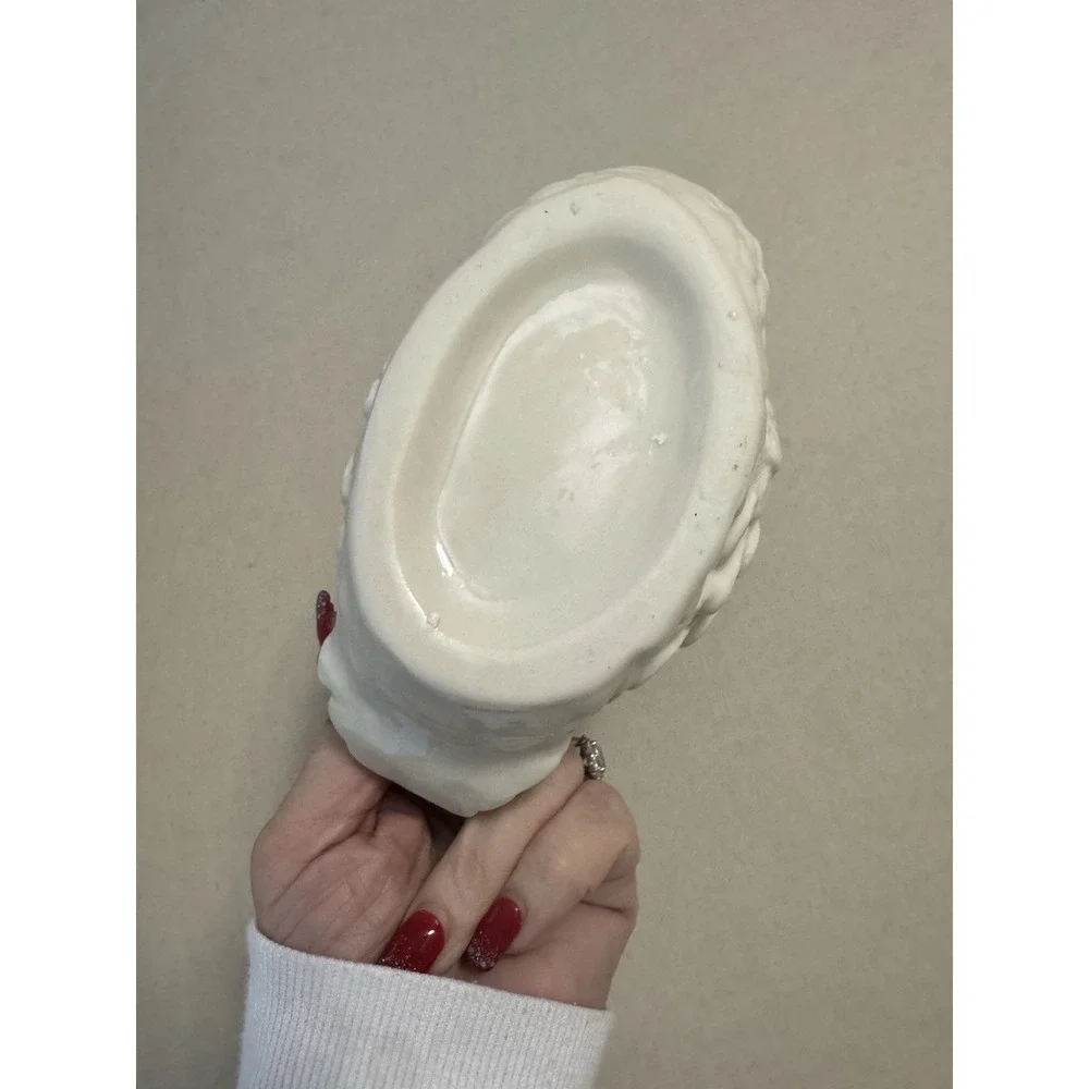 Vintage Swan Planter Bowl White Ceramic Gold Trim Poinsettia Christmas‎ Decor