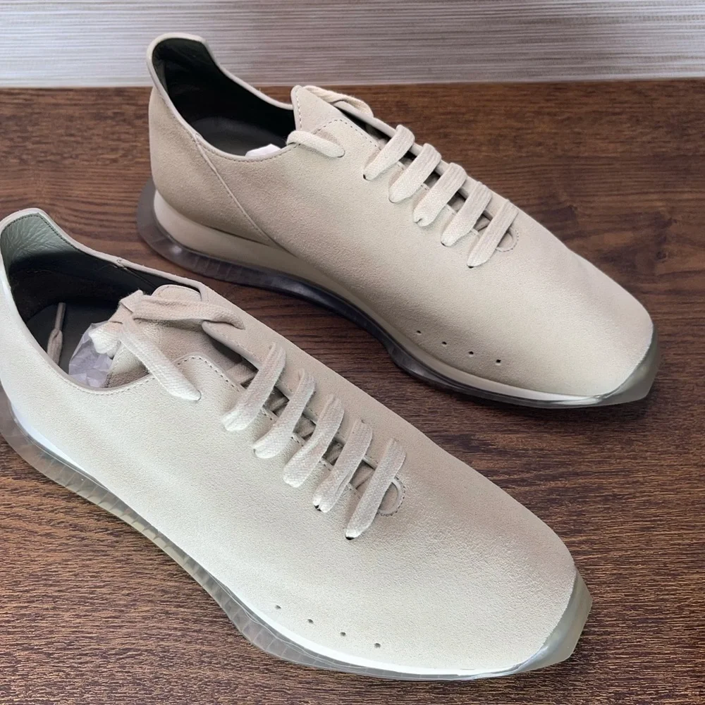 𝅺RICK Owens New Minimal Runner Sneaker In 110 Milk/Clear Size 7 EU37