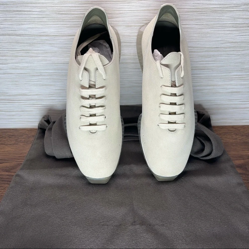 𝅺RICK Owens New Minimal Runner Sneaker In 110 Milk/Clear Size 7 EU37