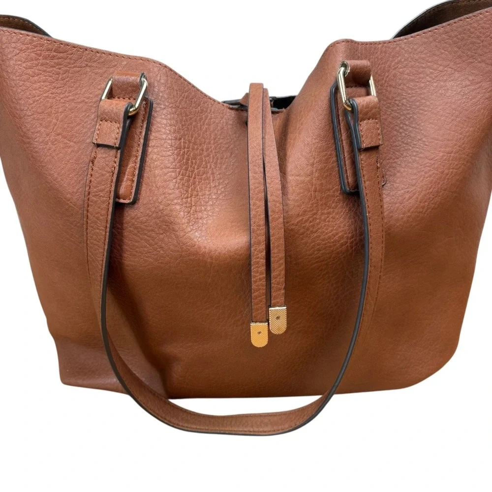 ALDO Rhardoniaa Large Pebbled Tote Plus Travel Pouch Cognac Laptop‎ Bag Lined