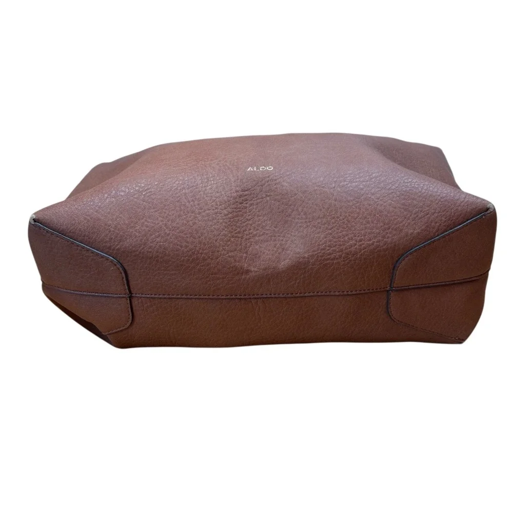 ALDO Rhardoniaa Large Pebbled Tote Plus Travel Pouch Cognac Laptop‎ Bag Lined