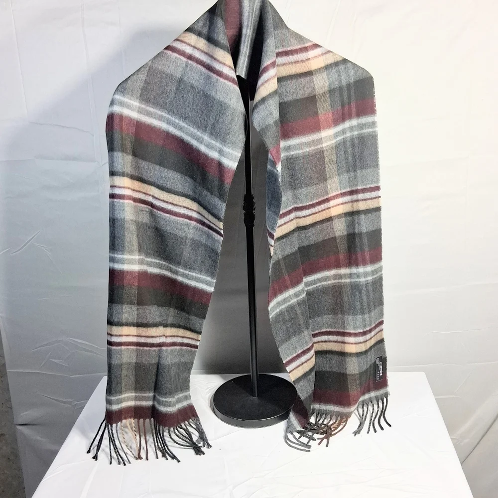 Fraas/Cashmink Buttery Soft Gray/Red/Beige Plaid Dressy 12