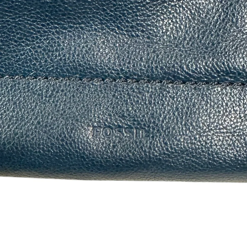Fossil‎ Amelia Hobo Shoulder Bag Cow Hide Leather Twilight Blue Gold Hardware