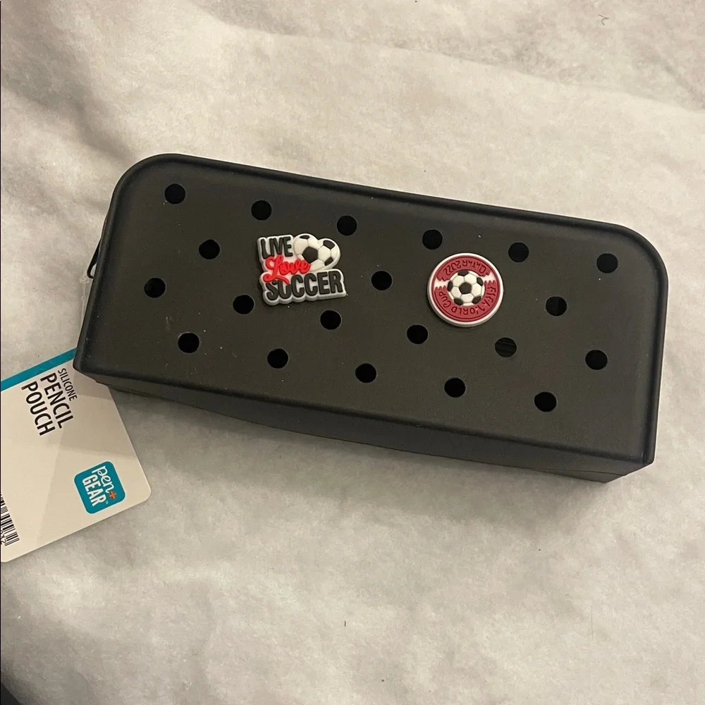 Black Croc shoe Charm jibbetz Pencil Pouch nwt