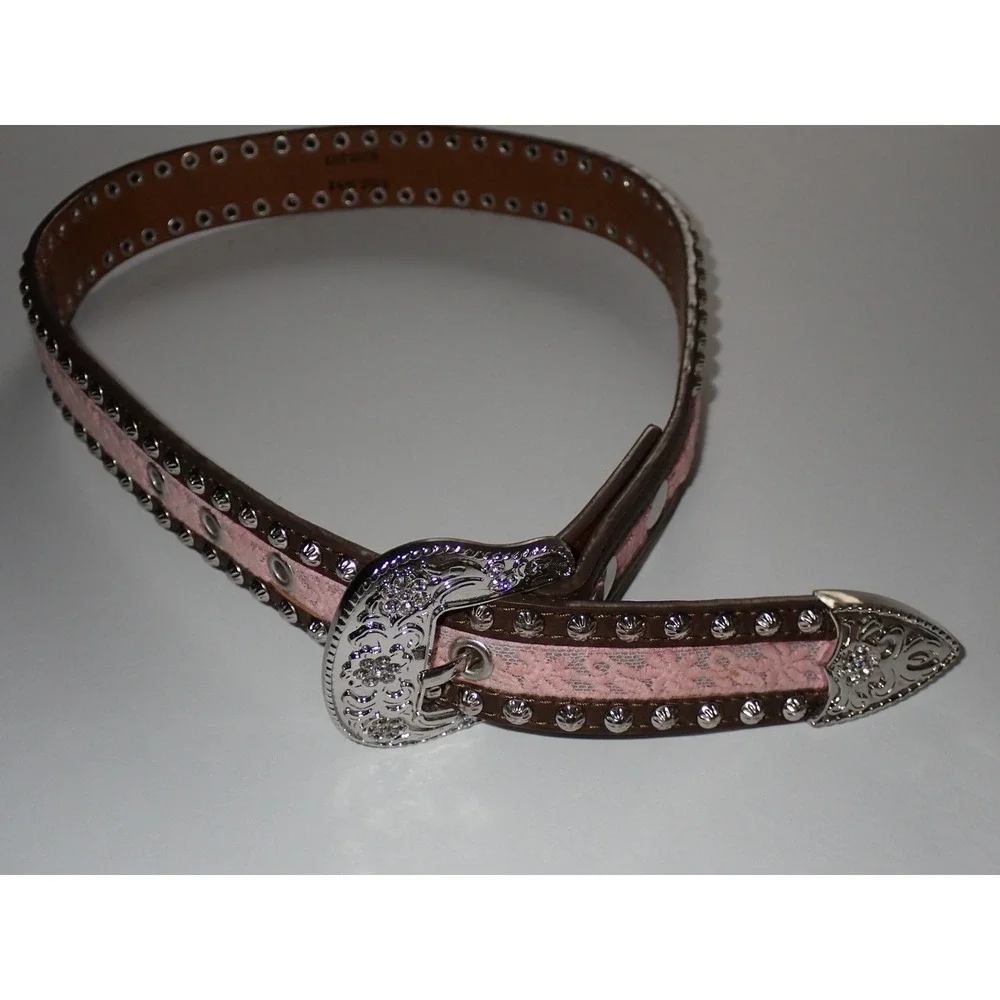 Ariat Kids Pink Lace Studded Western Belt Size 26 Cowboy Horse Show Equestrian