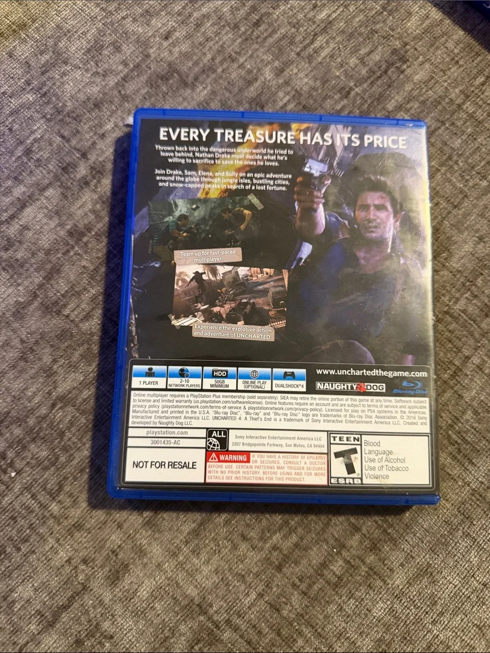 PlayStation PS4 Uncharted 4: A Thief's End - Blue Case