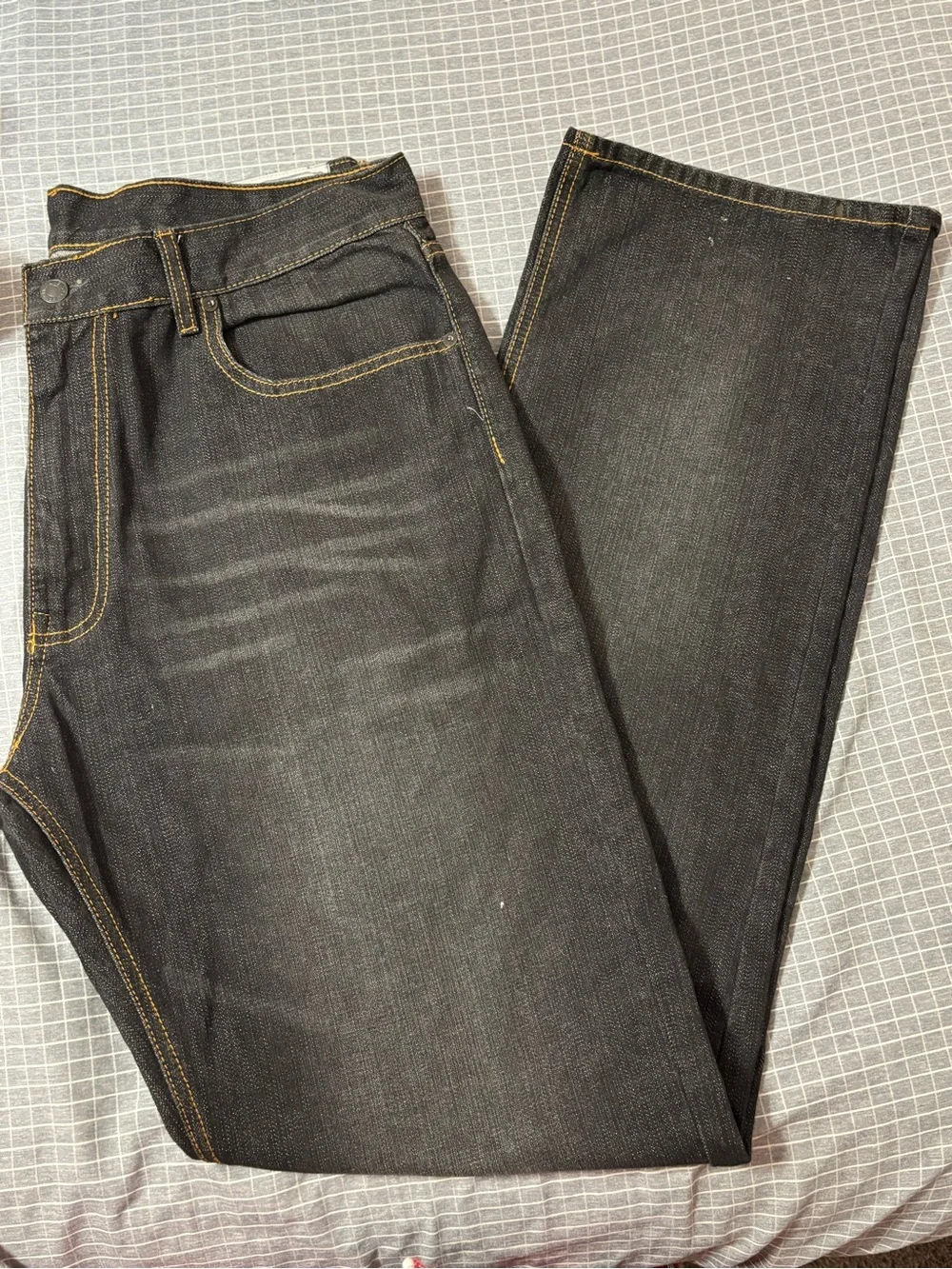 Vintage Polo by Ralph Lauren Men's Straight Black Jeans with Contrast Stitching