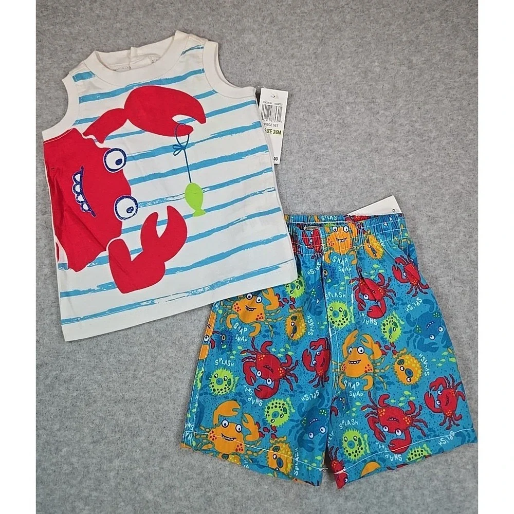 Kids Headquarters Baby Boy Summer Outfit Set Size 3‎ 6 mos Short Sleeve Lobster