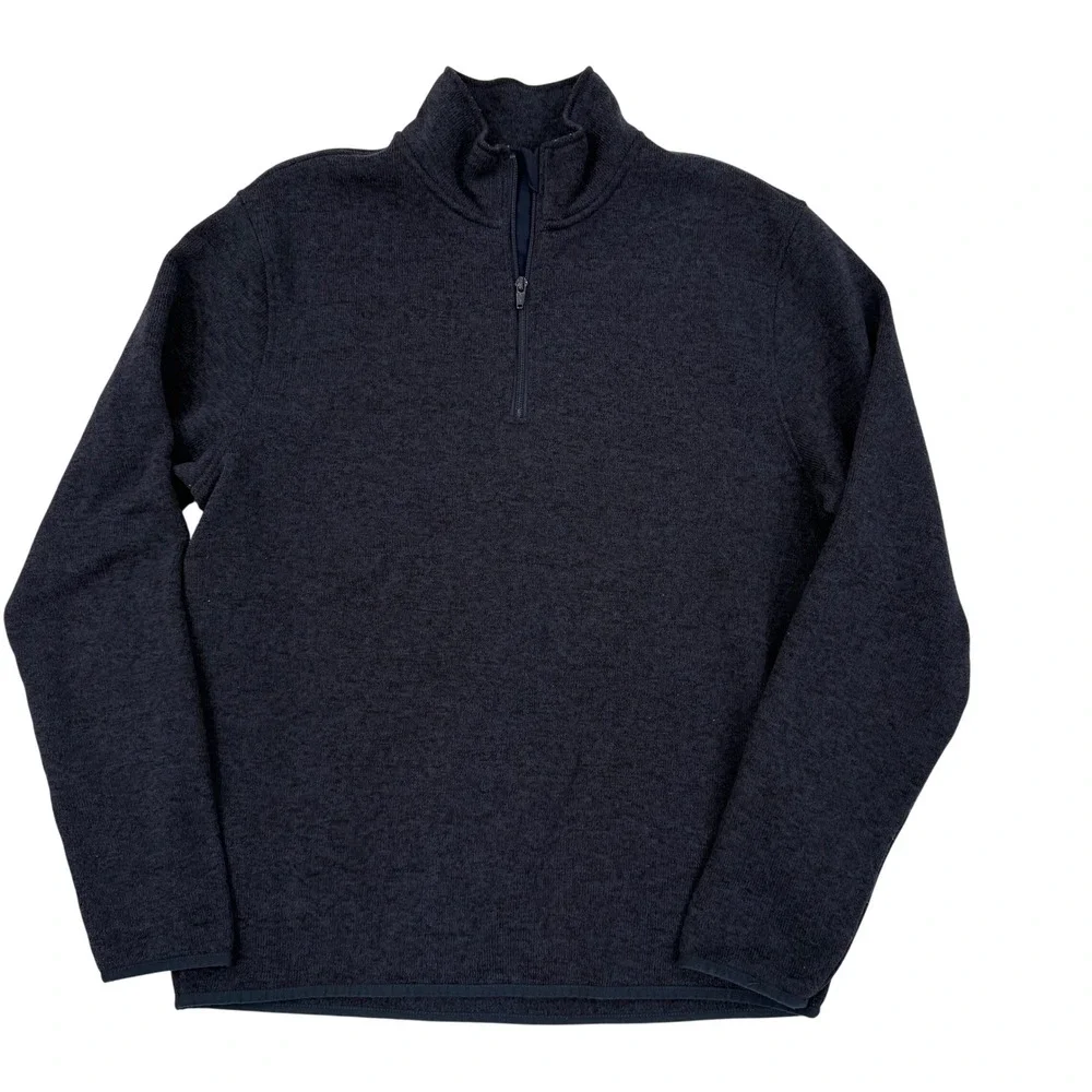 J Crew Authentic Fleece Quarter Zip Pullover Men's Size L Dark Heather Gray‎