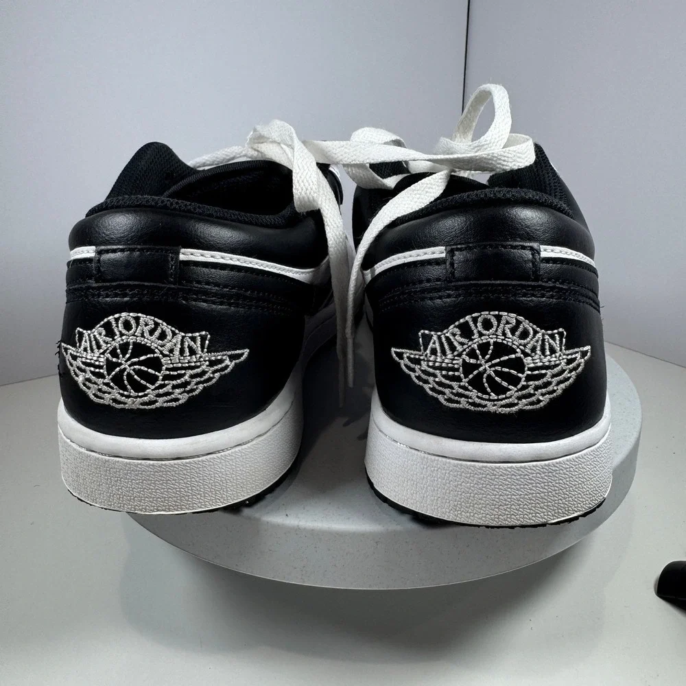 Nike Air Jordan 1 Low White Black Leather Sneakers Men's Size‎ 9