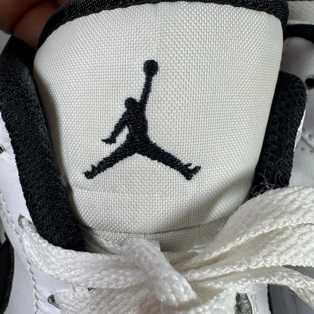 Nike Air Jordan 1 Low White Black Leather Sneakers Men's Size‎ 9