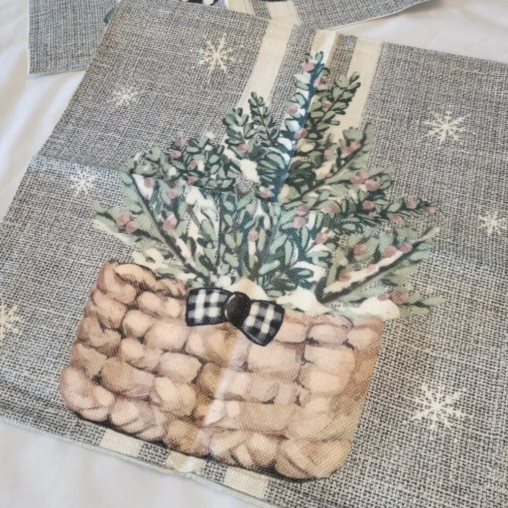 Winter Christmas Throw Pillow Covers Tree Pinecone Snow 18