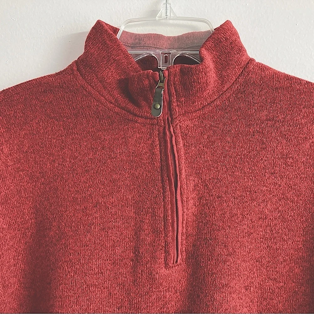 Men’s Pullover Sweater, XXL, Rust, Quarter Zipper, Haggar in Motion