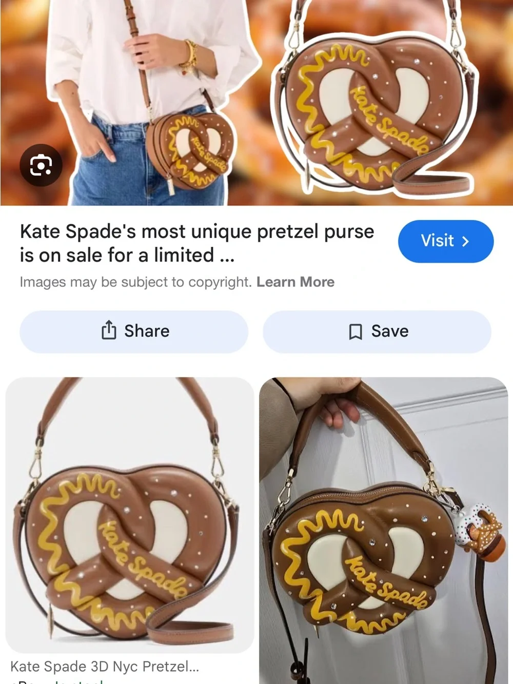 kate spade Brown Pretzel-Shaped Party Crossbody with Cream Accents