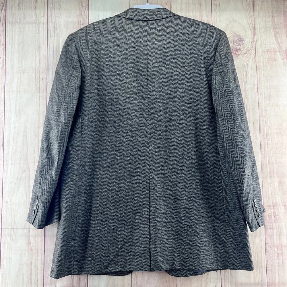 Hickey Freeman The Boardroom Sport Coat Blazer 100%Pure Wool Herringbone Gray 46