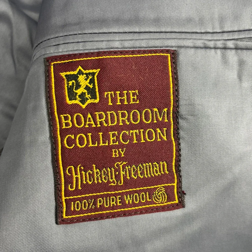Hickey Freeman The Boardroom Sport Coat Blazer 100%Pure Wool Herringbone Gray 46