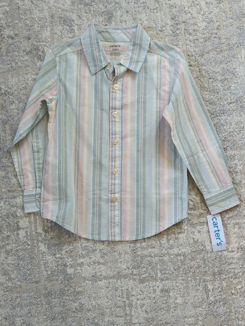 NWT Carter's Pastel Stripe Button-Down Shirt Size 5