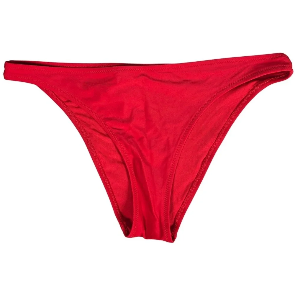 Aerie Red OG Cheeky Bikini Bottom Womens Medium NWT Solid Low Rise‎ Swimwear