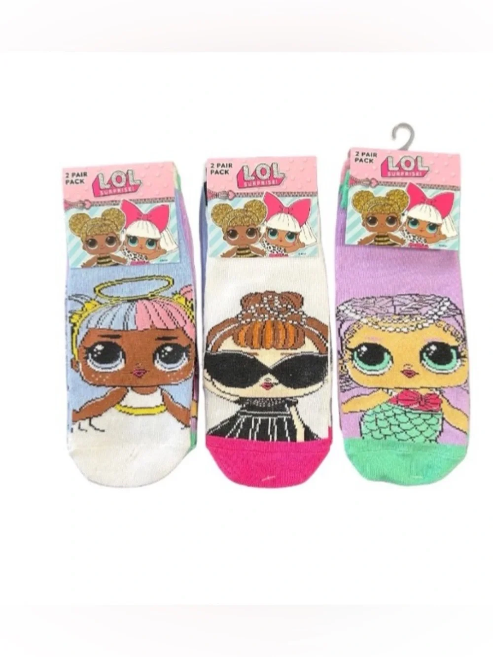 L.O.L. Doll Socks 6 Pairs Girls Shoe Size 7-3, Sock Size 6-8.5 New With Tags