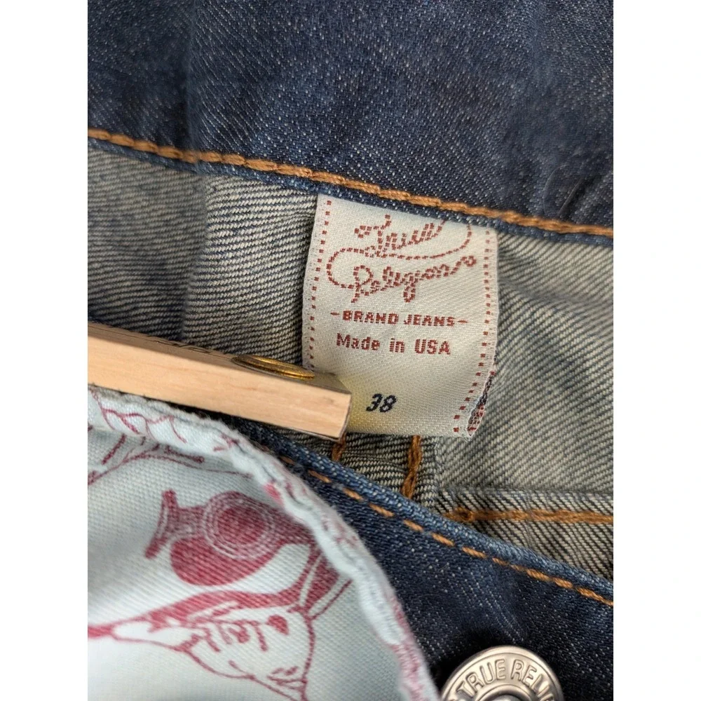 VTG True Religion Mens Billy Bootcut Jeans 38x20 Dark Wash Flap Pocket Made USA