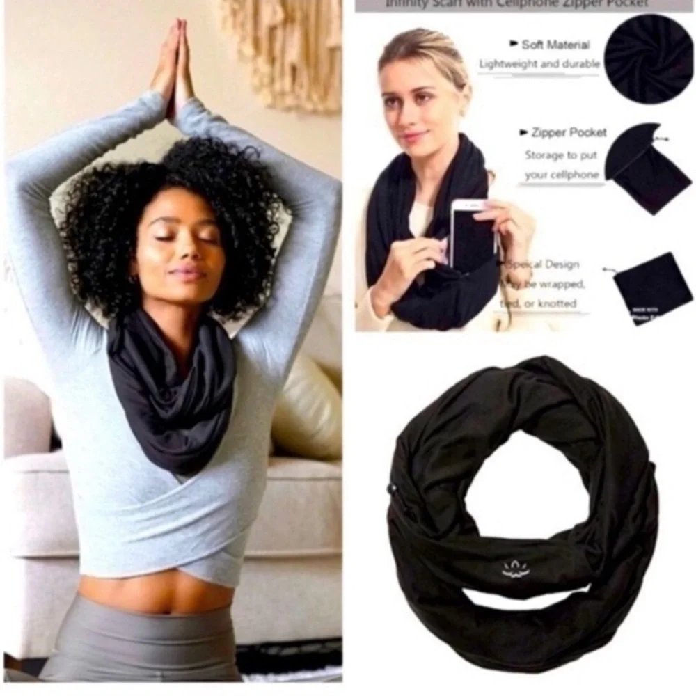 Yoga Charcoal Pocket Infinity Scarf