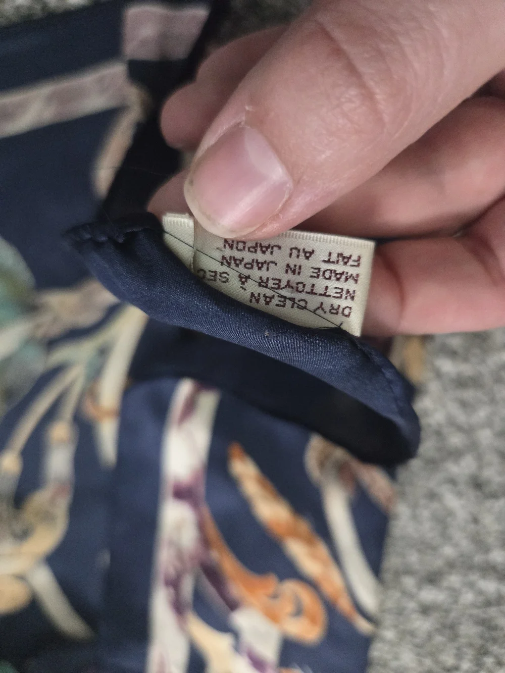 Anne Klein Navy Multicolor Printed Silk-Feel Scarf