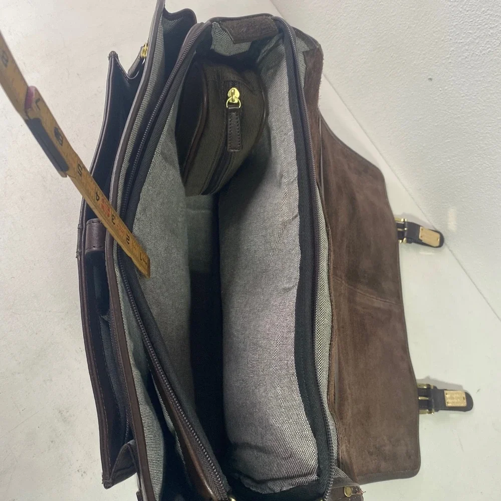Hidesign The Icons Brown Leather Messenger Briefcase Laptop Bag Brass Hardware