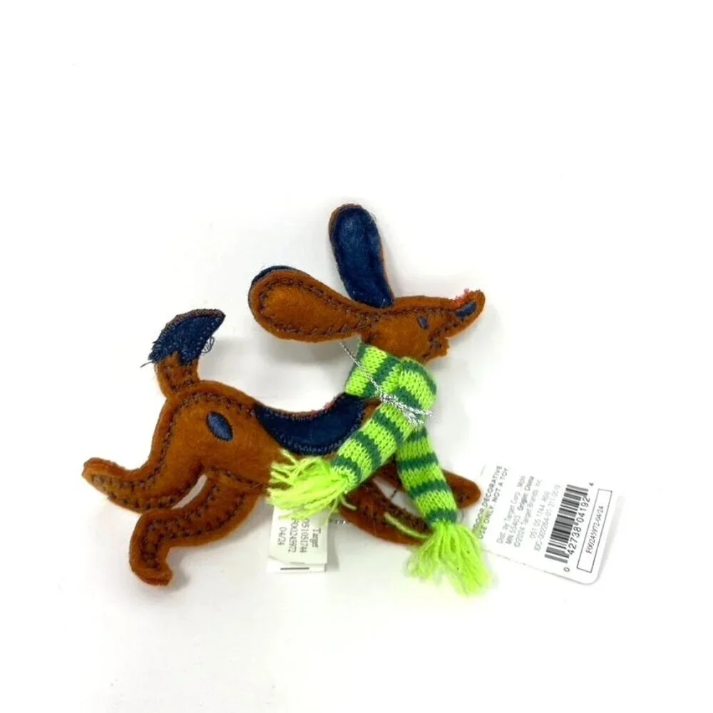 Target Wondershop™ Fabric Hound Dog Green Scarf Christmas Tree Ornament Brown
