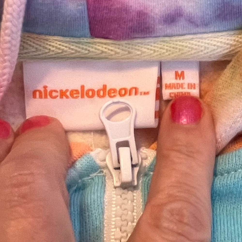Nickelodeon Tie Dye Zip Up Hoodie-Medium-Cartoon Graphic Collector Piece Y2K