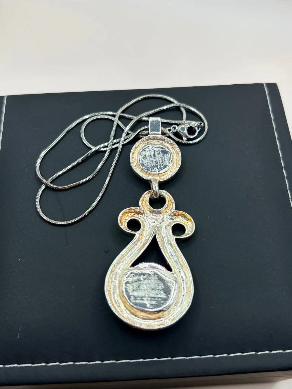 Vintage Silver Tone and Purple Stone Pendant