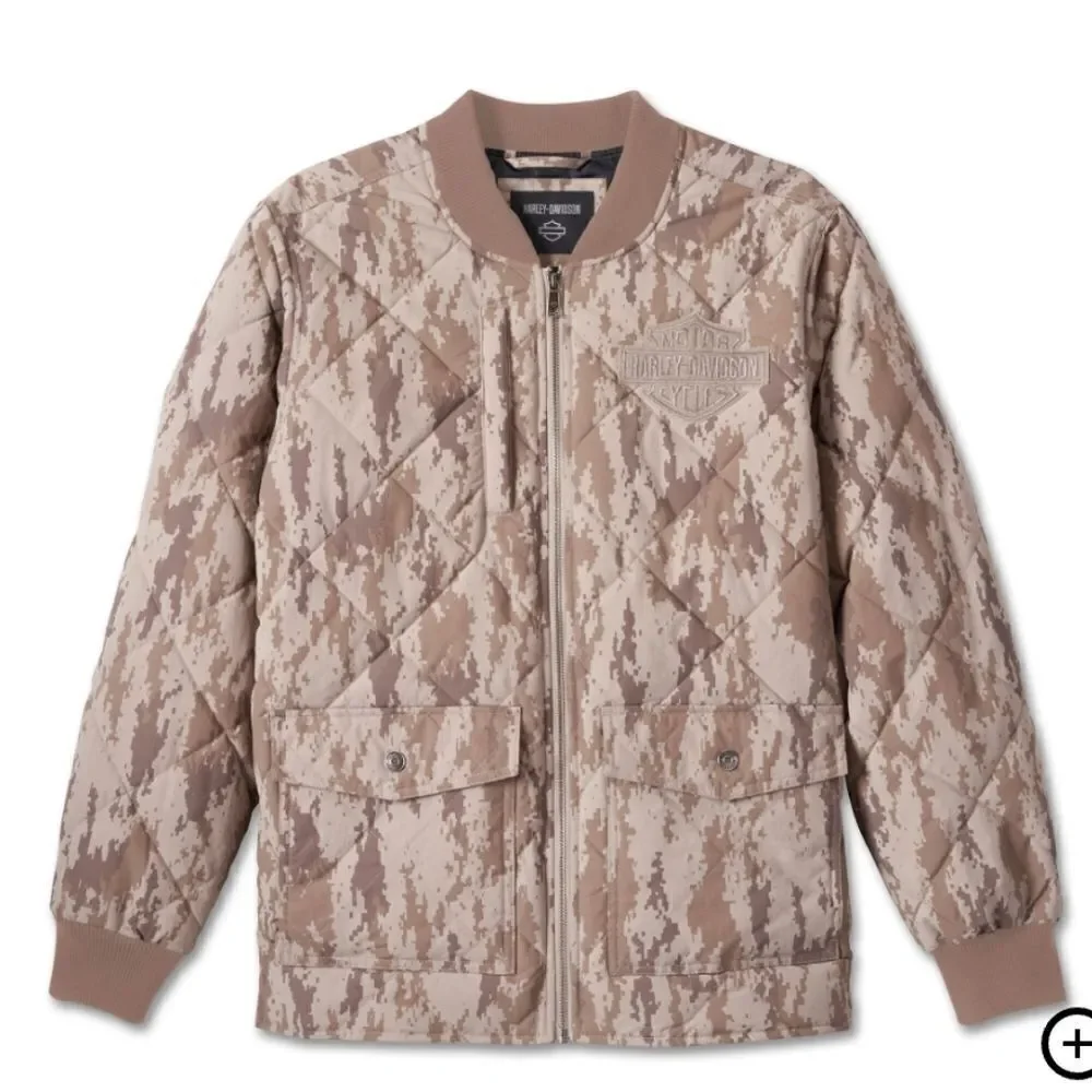 Harley Davidson Camo Jacket Quilted Puffer Bomber Men's Size 2XL