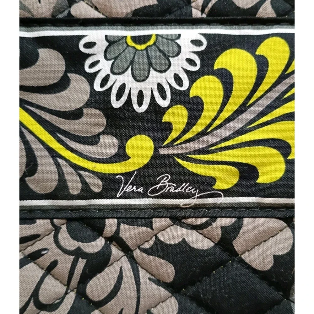 Tech Case Vera Bradley - Baroque- Black Yellow White Zip Top Bag Holder Purse