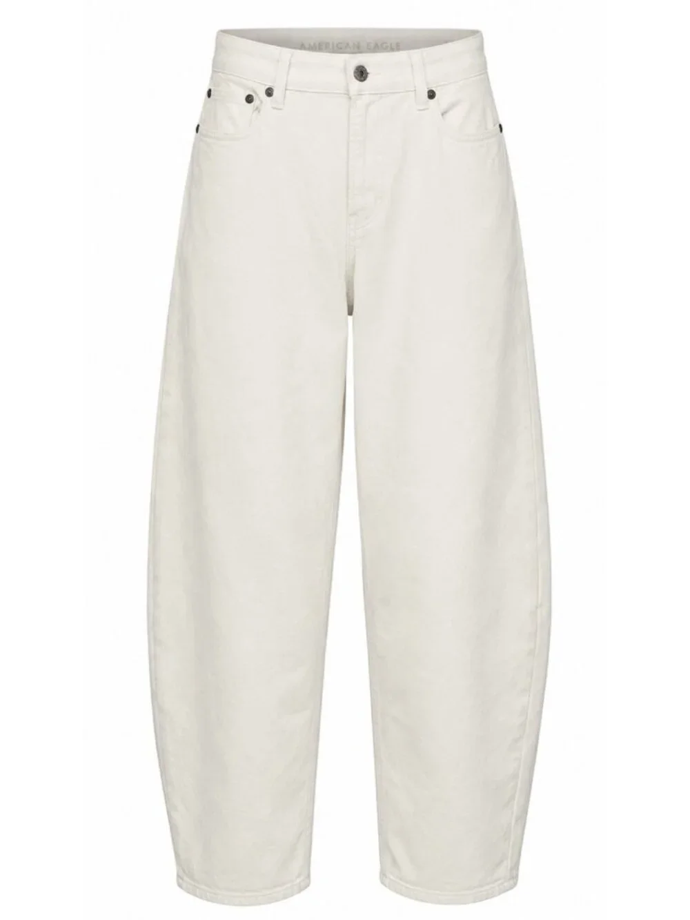 American Eagle Barrel Jeans Womens 6 Cream High Rise Ankle 31”x27.5”
