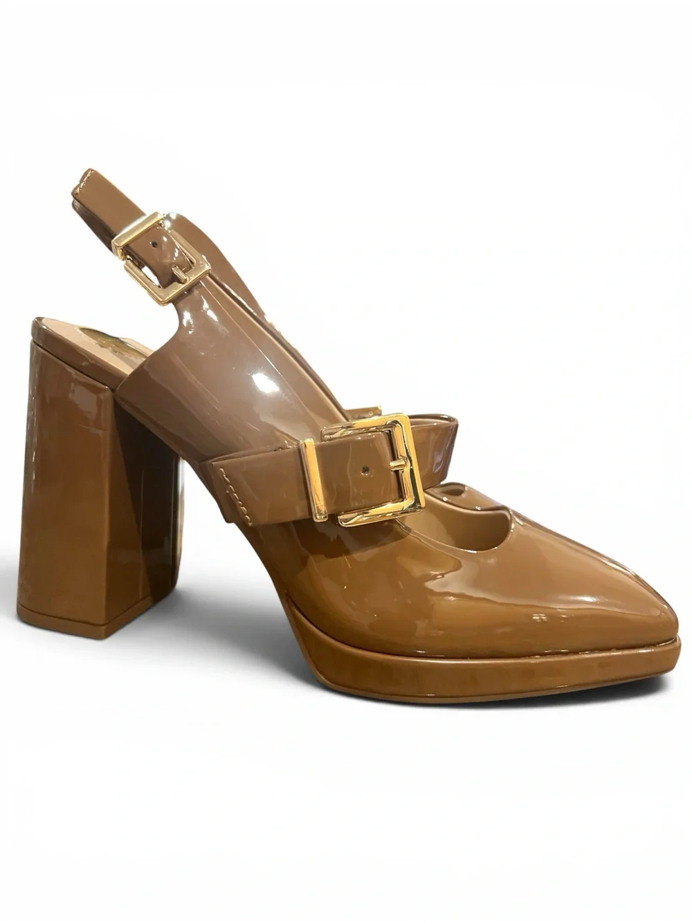 Gianni Bini Sonata Patent Mary Jane Platform Pumps Sweet Caramel Size 9M NWT