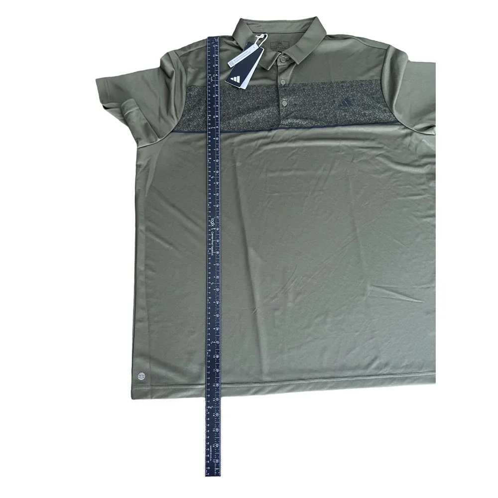Men's Adidas Chest Print Polo Olive‎ Strata XXL New