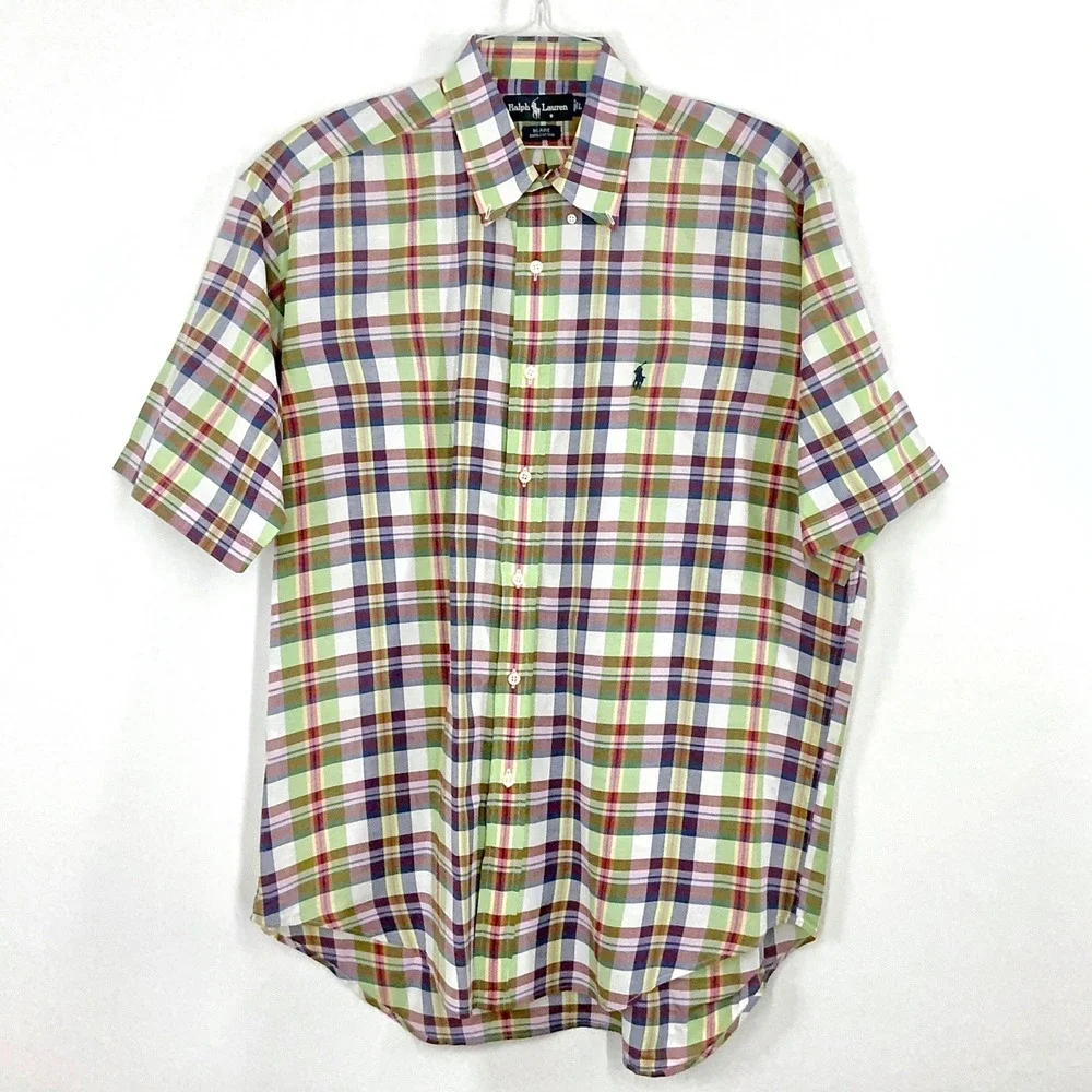 Polo Ralph Lauren Blaire Men's Large‎ Plaid Button Down Shirt Cotton Multi Color