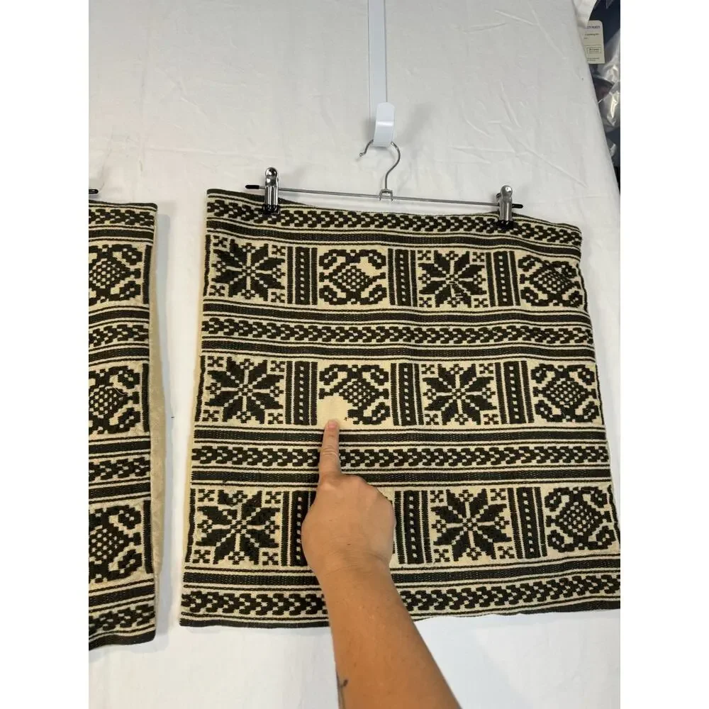 Pottery Barn Snowflake Fair Isle‎ Winter Pattern Pillow Covers Black Cream 20x20