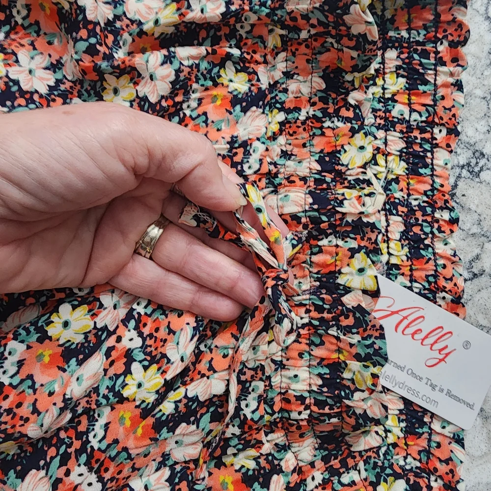 Alelly Floral Elastic-Waist Mini Skirt