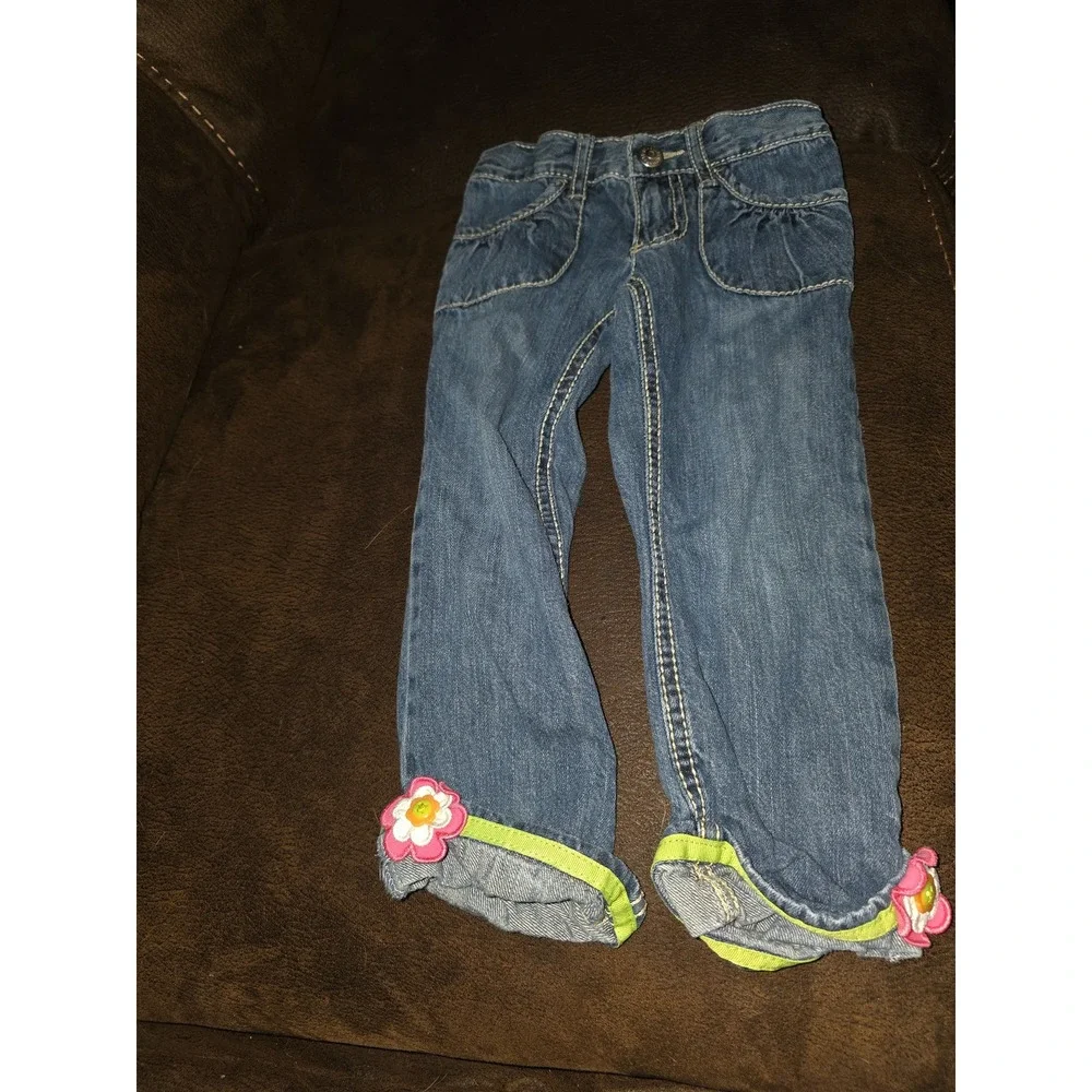 Gymboree growing flowers floral jeans‎ size 2t