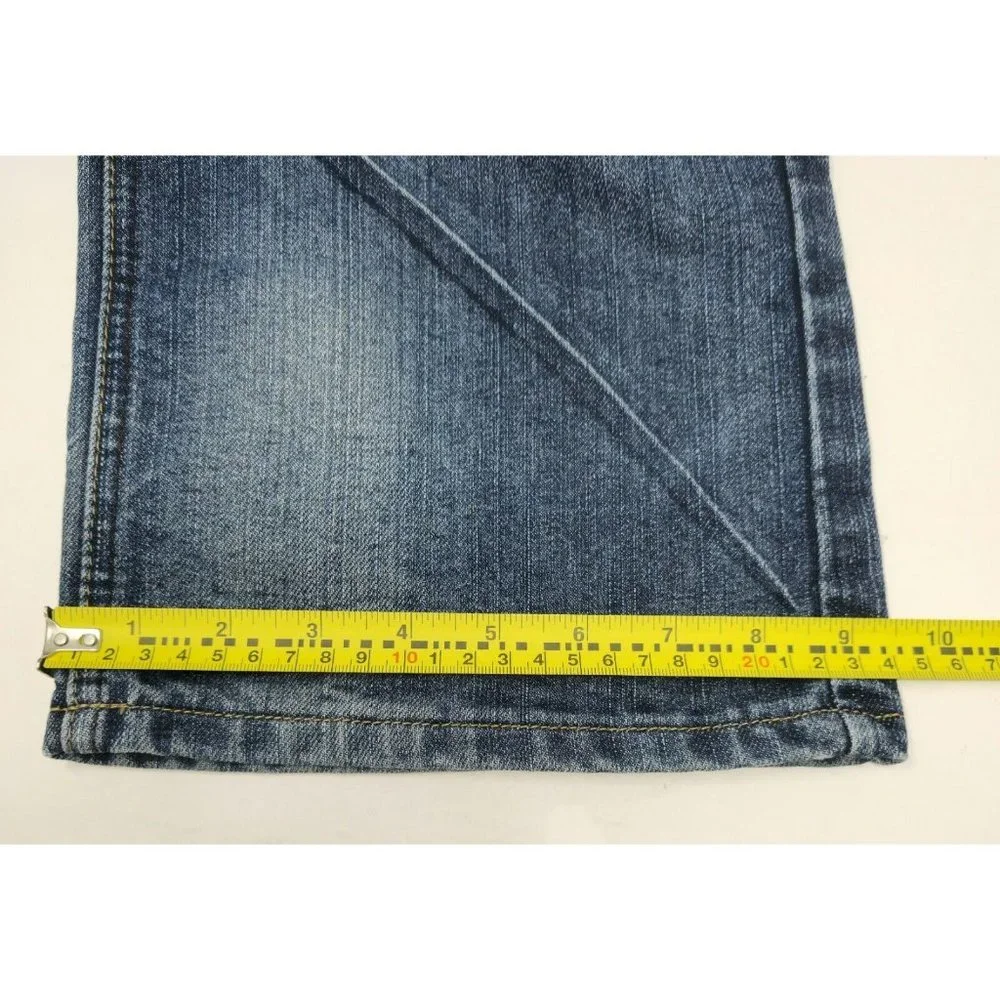 Raw Blue Premium Jeans Men's 38 Blue Embroidered Pockets‎ Hip Hop Y2K Dark Wash
